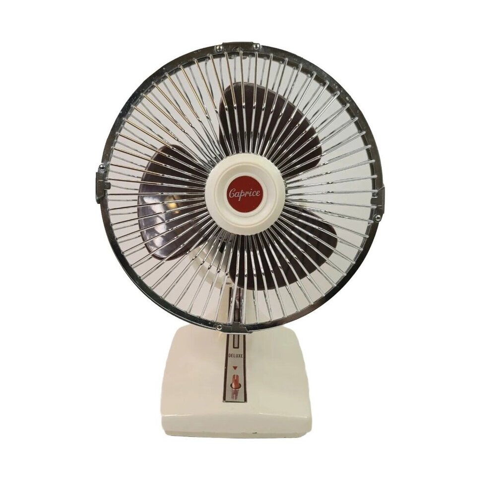 Caprice Multi Speed Electric Fan White Mini Table Propeller 120 V‎ Vtg Works
